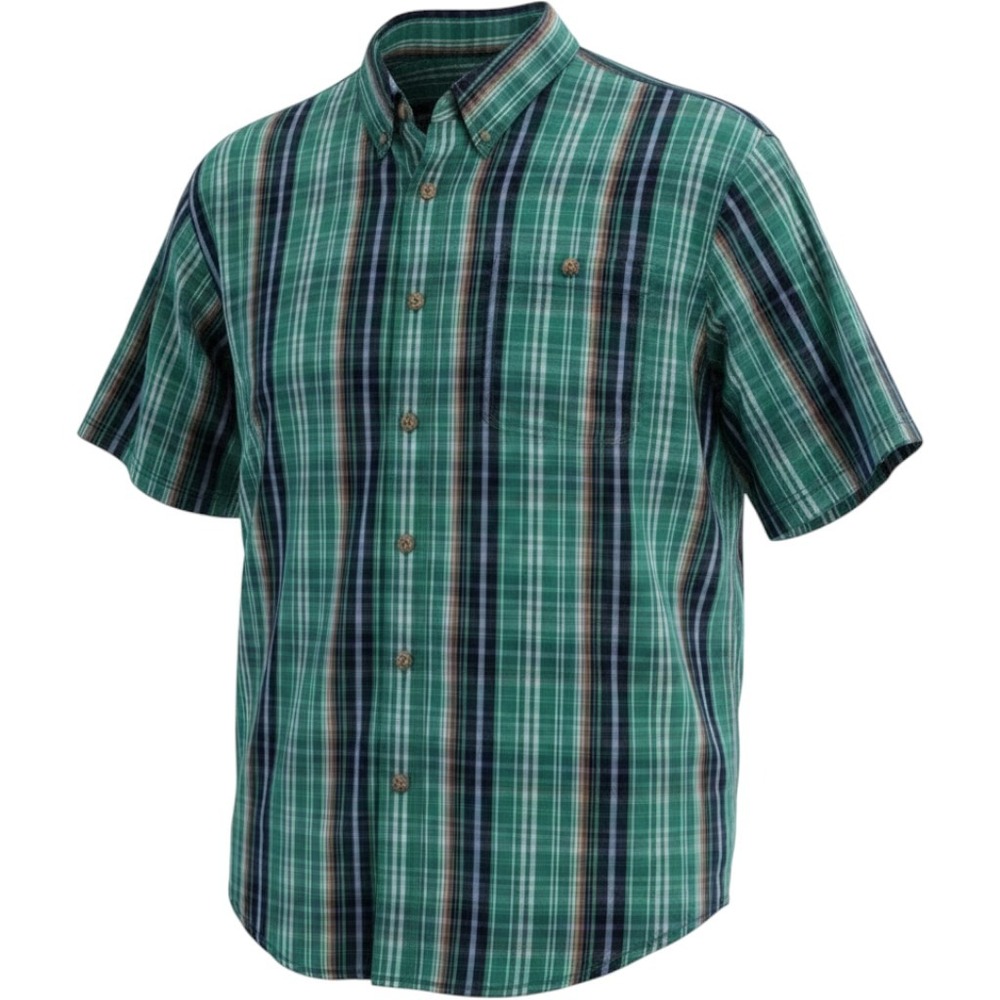 Duluth‎ Trading Co Plaid Short Sleeve Shirt Men 2XL Green Cotton Button Down